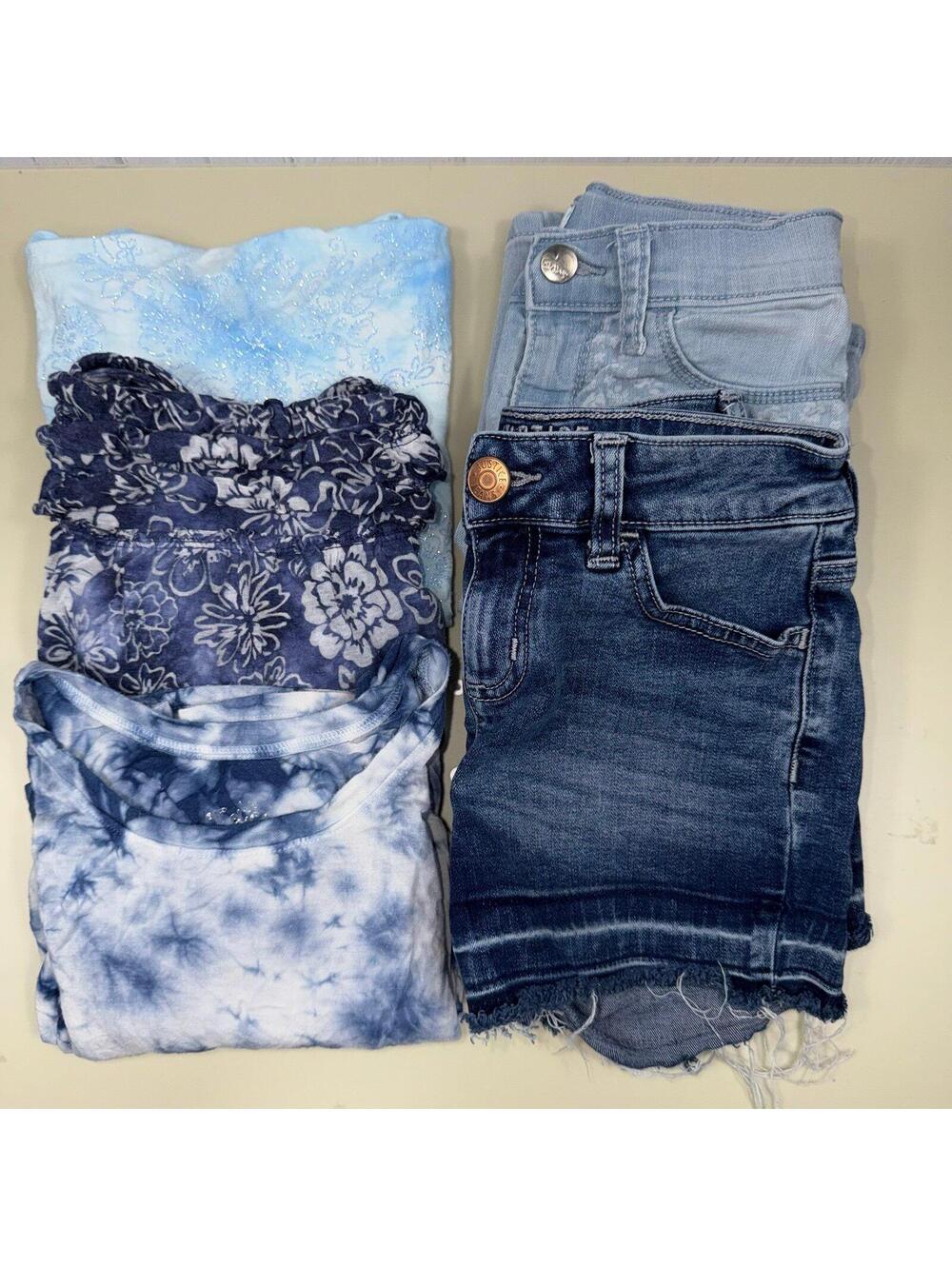 Girls Size 10 Summer Clothing Bundle – 2 Shorts & 3 Tops